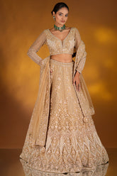 Rose Golden Net Designer Lehenga Set